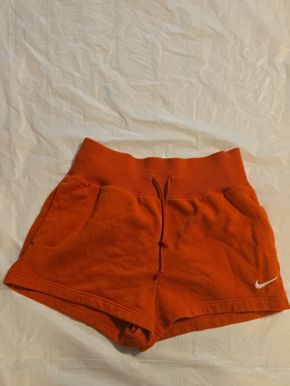 Nike Fleece Shorts Small Coral Orange/Red Drawstring Lounge Shorts